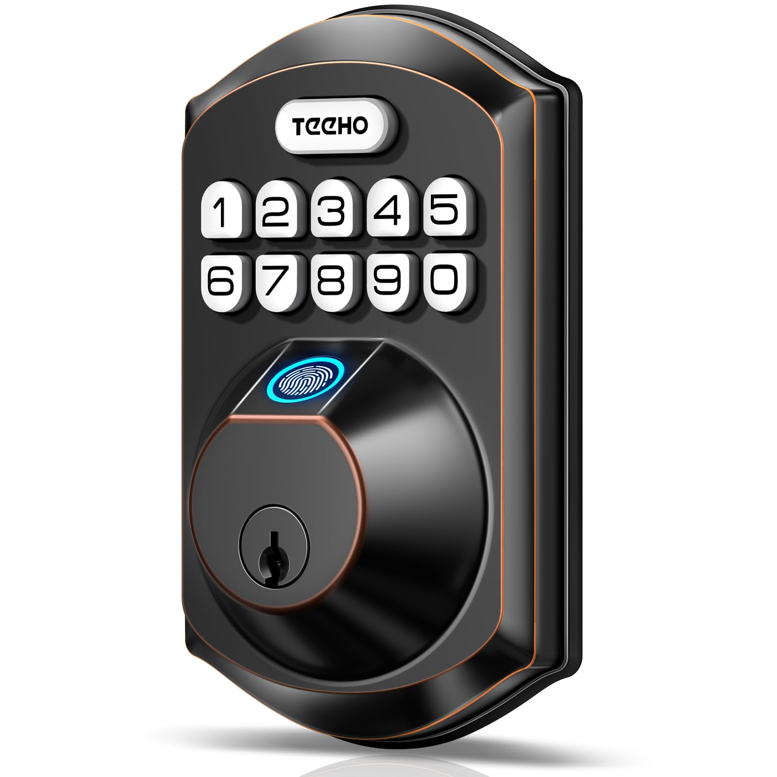 TEEHO TE002 Fingerprint Door Lock - Keyless Entry Door Lock - Electronic Keypad Deadbolt - Smart Locks for Front Door - Auto Lock - Easy Installation - Satin Nickel